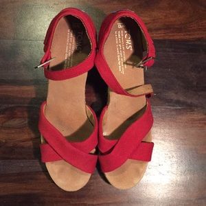 Toms platform Wedge Sandals size 10